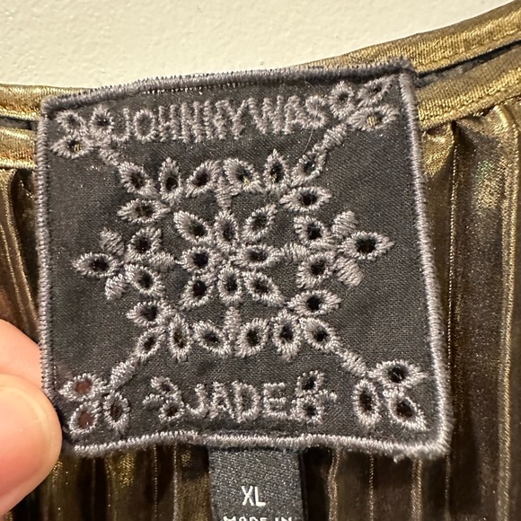 Johnny Was Gold Pleated Midi Dress - Picture 8 of 8